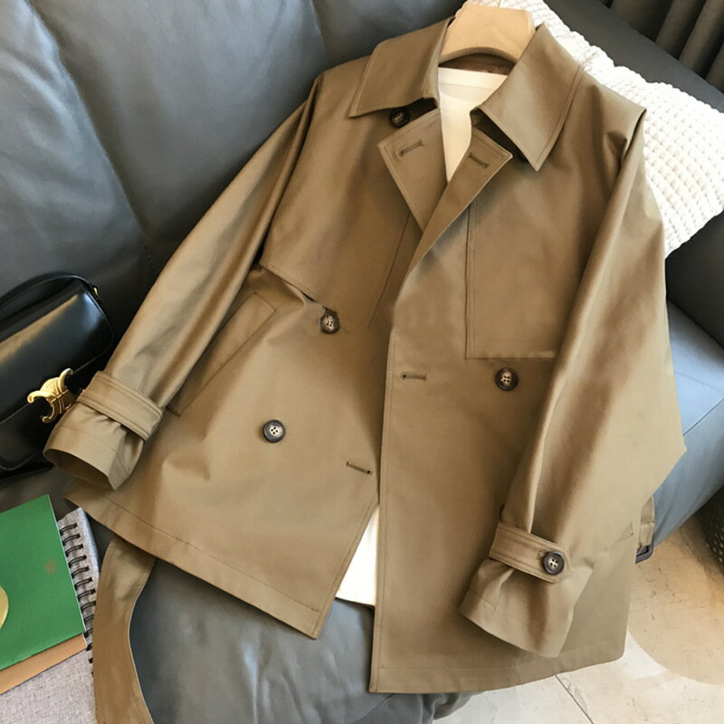 【巴黎精品】現貨+預購 風衣外套防風大衣-氣質短款薄款寬鬆女外套a1di42