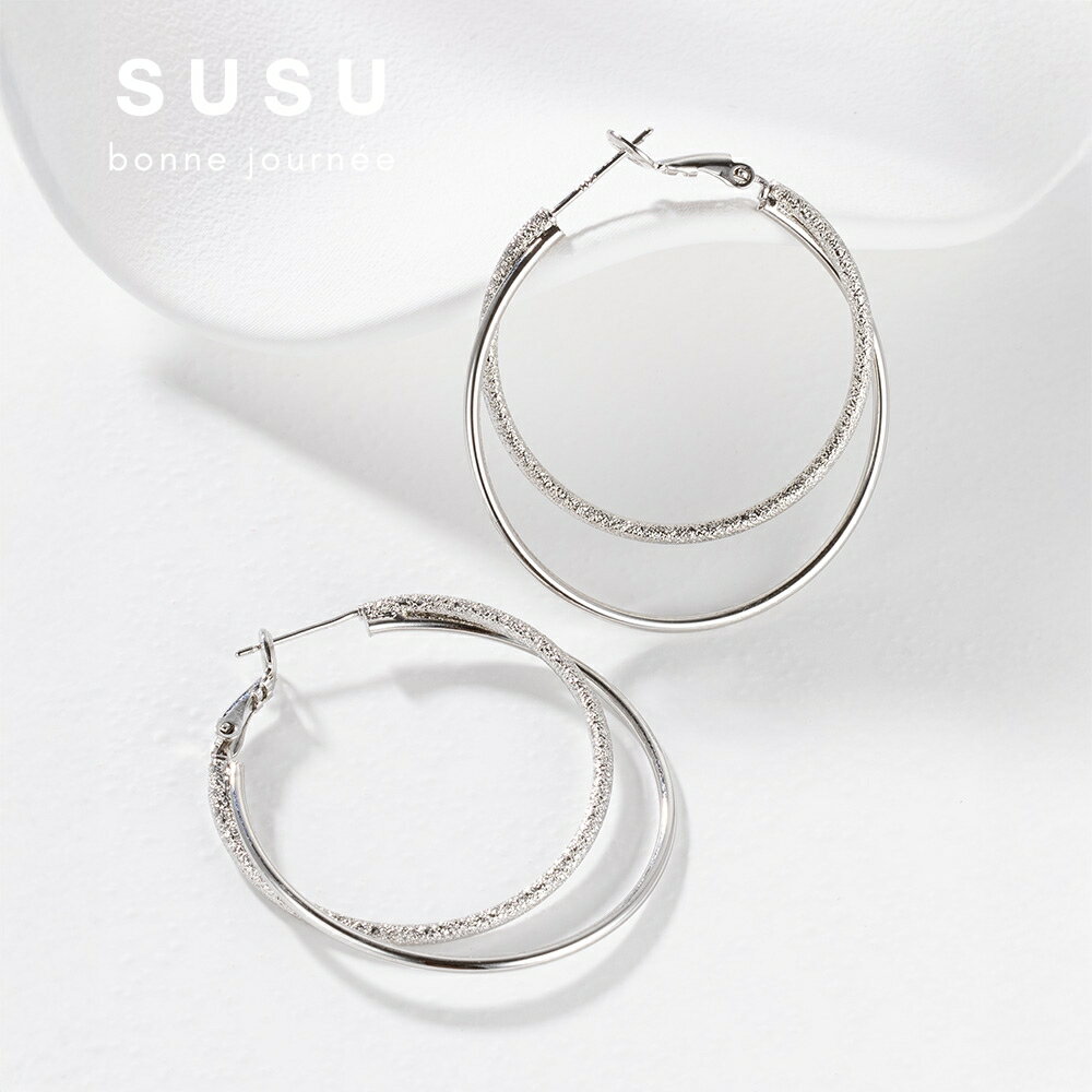 SU SU︱經典雙圈耳環❤️925純銀 耳環 項鍊 手鍊 穿搭 百搭 時尚 送禮 防過敏 飾品 5