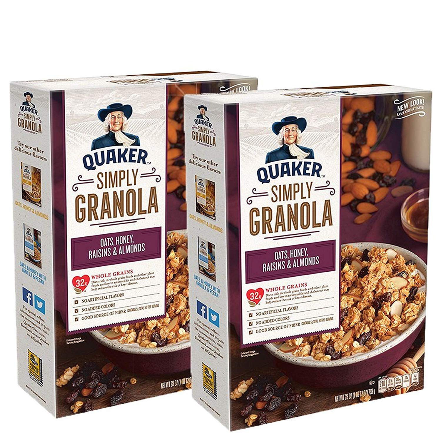 UPC 030000566510 product image for Quaker Simply Granola, Oats, Honey, Raisins and Almonds, 28 oz Boxes, (2 Pack) | upcitemdb.com