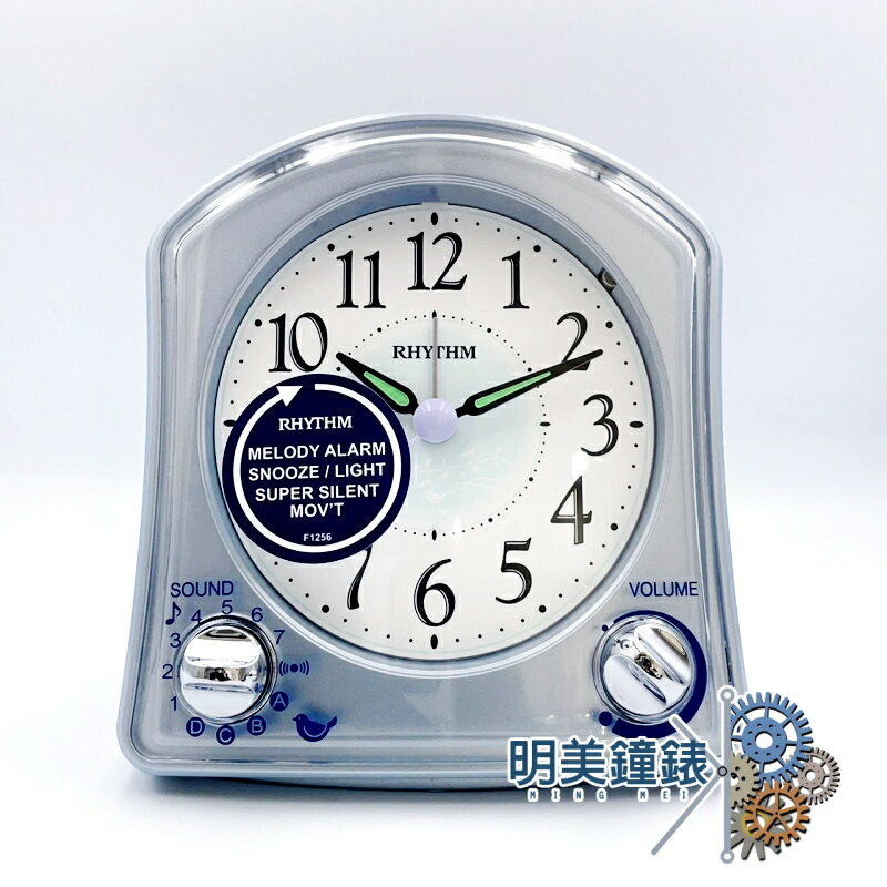 ◆明美鐘錶眼鏡◆RHYTHM麗聲鐘/8RMA02WR04(藍)/音樂燈光/靜音鬧鐘/時鐘