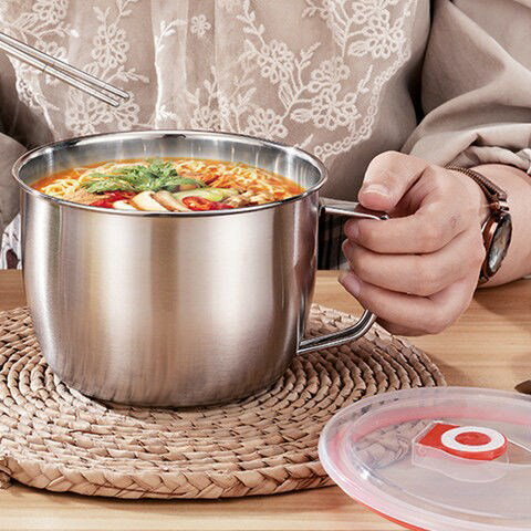 不銹鋼泡面碗帶蓋湯面碗學生飯盒食堂打飯碗快餐方便面杯
