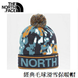 [ THE NORTH FACE ] 男女款 經典毛球滑雪保暖帽 印花藍 / NF0A4SIESC5
