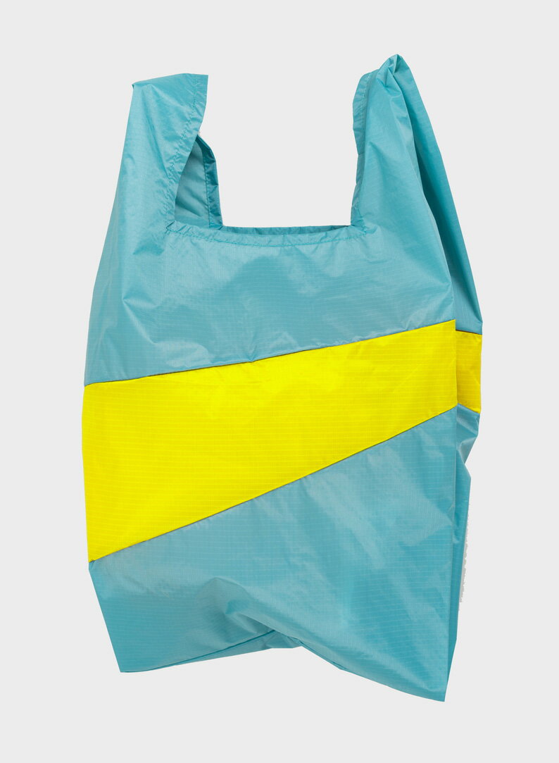 荷蘭 Susan Bijl 防潑水超輕量購物袋 #L (蔚藍色/螢光黃)