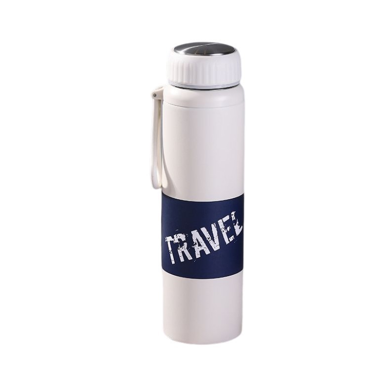 運動風304不鏽鋼可手提保溫杯1000ml(白色) [大買家]