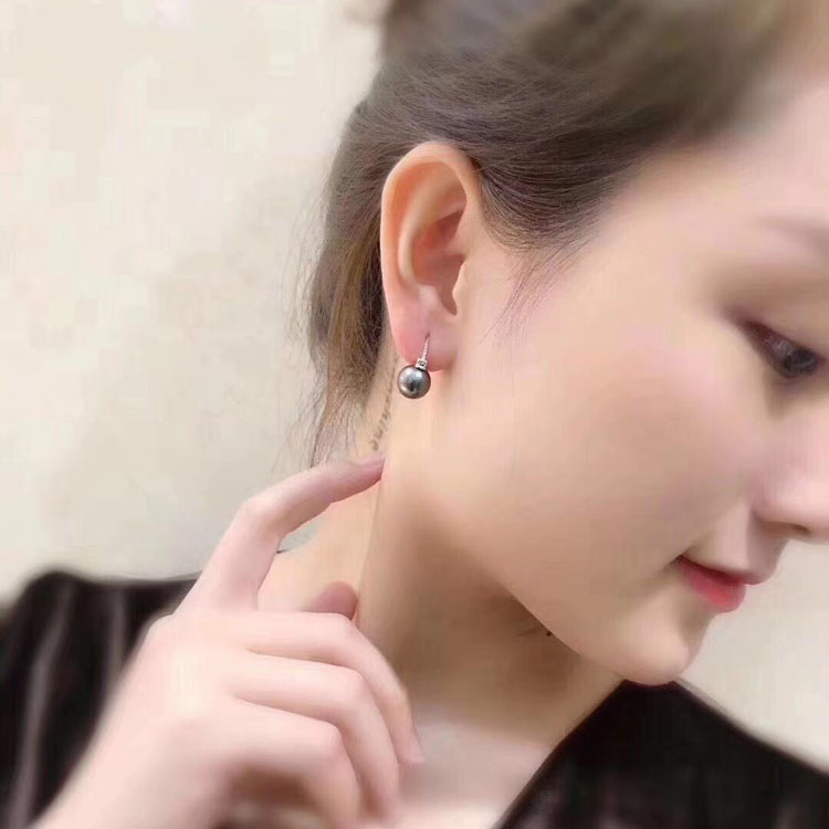 DIY珍珠配件 S925銀天然珍珠耳環空託 時尚款耳扣女 配9-12mm圓珠