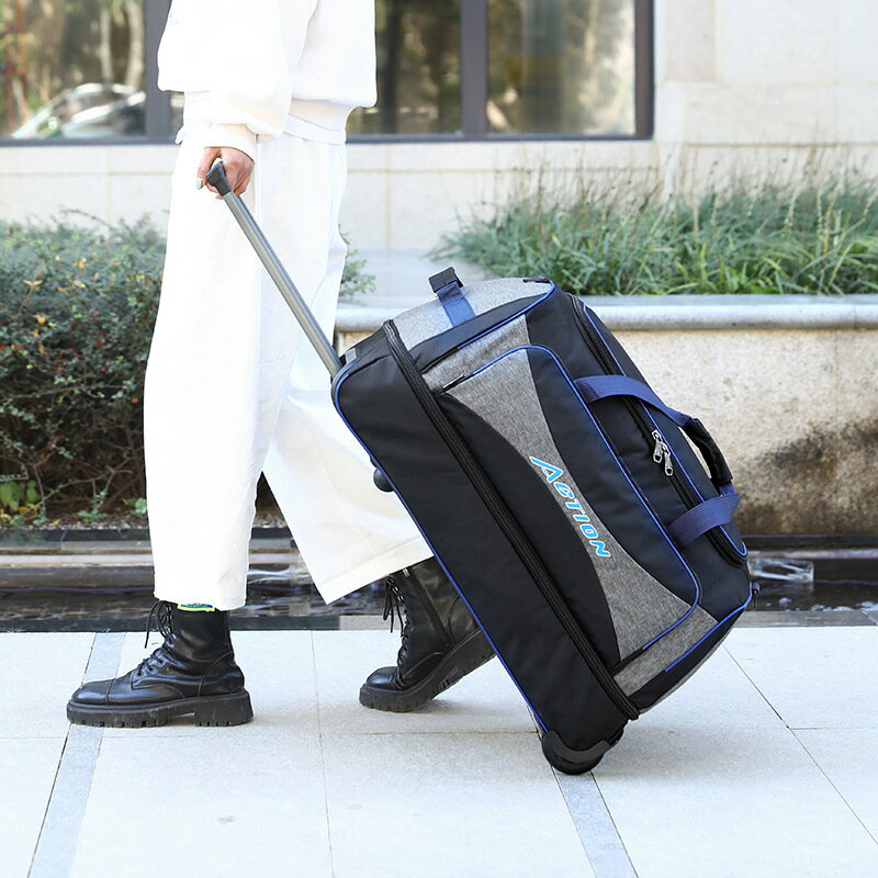 時尚牛津布拉桿包大容量可折疊旅行包男女通用外出旅游登機商務包