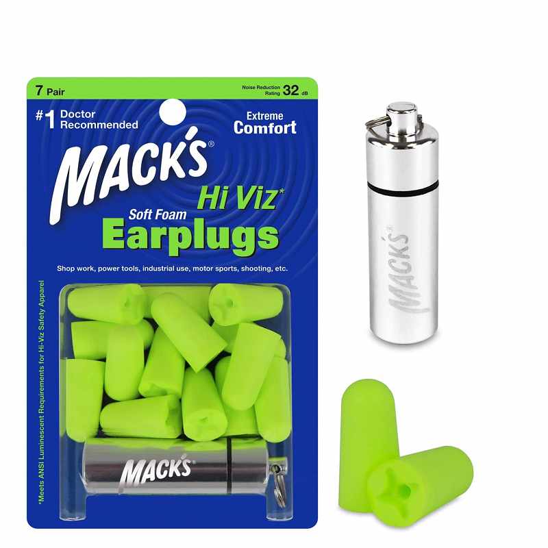 Mack's 螢光色超軟耳塞降32分貝7對/內附金屬盒/鑰駛圈收納盒 [2美國直購]