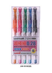Uni三菱 0.28 超極細中性筆 五色組 UM-151-028-5C-B (橘、粉紅、翠綠、淺藍、深藍) 【預購】