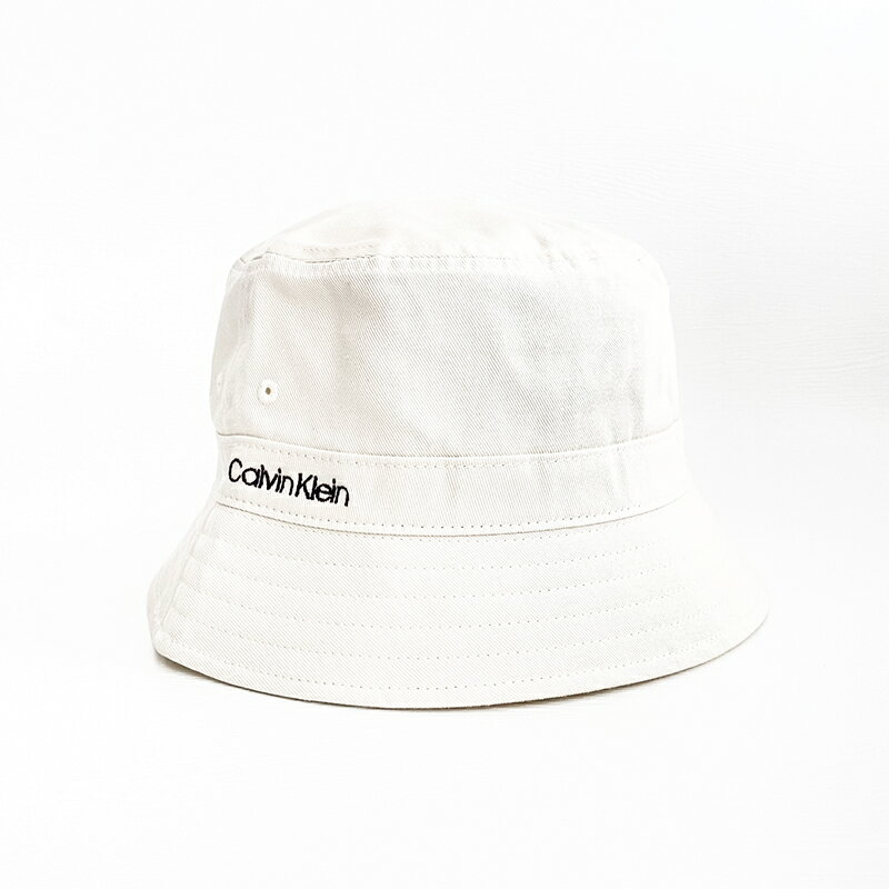 美國百分百【全新真品】Calvin Klein 帽子 休閒 配件 CK 漁夫帽 LOGO 白色 CQ65