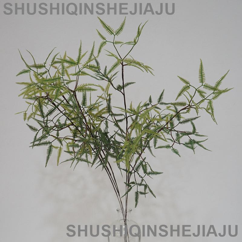 滿280元出貨 仿真花 假花 可開發票 北歐ins綠植盆栽假草單枝芒萁日式桌面仿真蕨類植物擺件綠葉裝飾