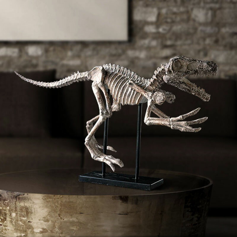 創意樹脂恐龍骨架古生動物骨骼擺件 個性書房櫥窗軟裝飾工藝品