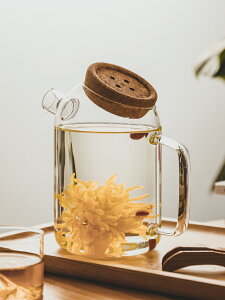 愛加家居高硼硅冷水壺玻璃耐熱高溫木笙茶壺大容量日式涼茶壺1.8L