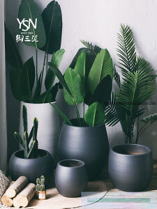 現代簡約陶瓷北歐創意花瓶花盆室內外客廳擺件大口徑綠植盆