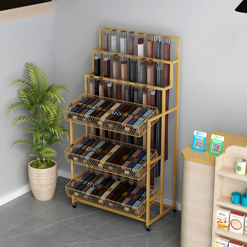 【免運/可開票】置物架 超市貨架 倉儲貨架 展示架 商超貨架 陳列架 服裝店皮帶展示架落地多功能皮帶收納架子超市貨架襪子飾品陳列架