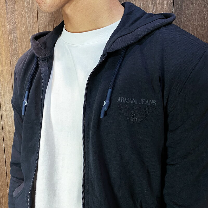 美國百分百【全新真品】Armani Jeans 連帽外套棉質刷毛AJ 外套長袖logo