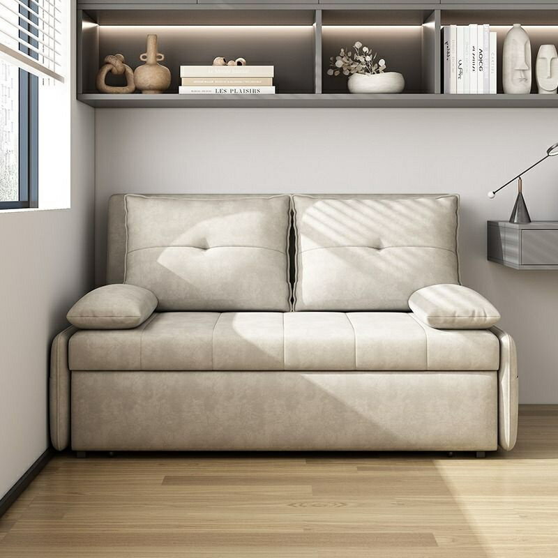 多功能沙發床兩用可折疊客廳雙人小戶型科技佈無扶手簡約可推拉床