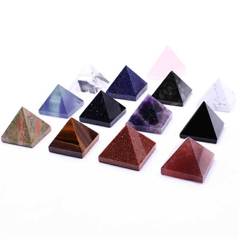 如鴻天然水晶金字塔擺件石頭消磁放大器白粉紫黑綠藍