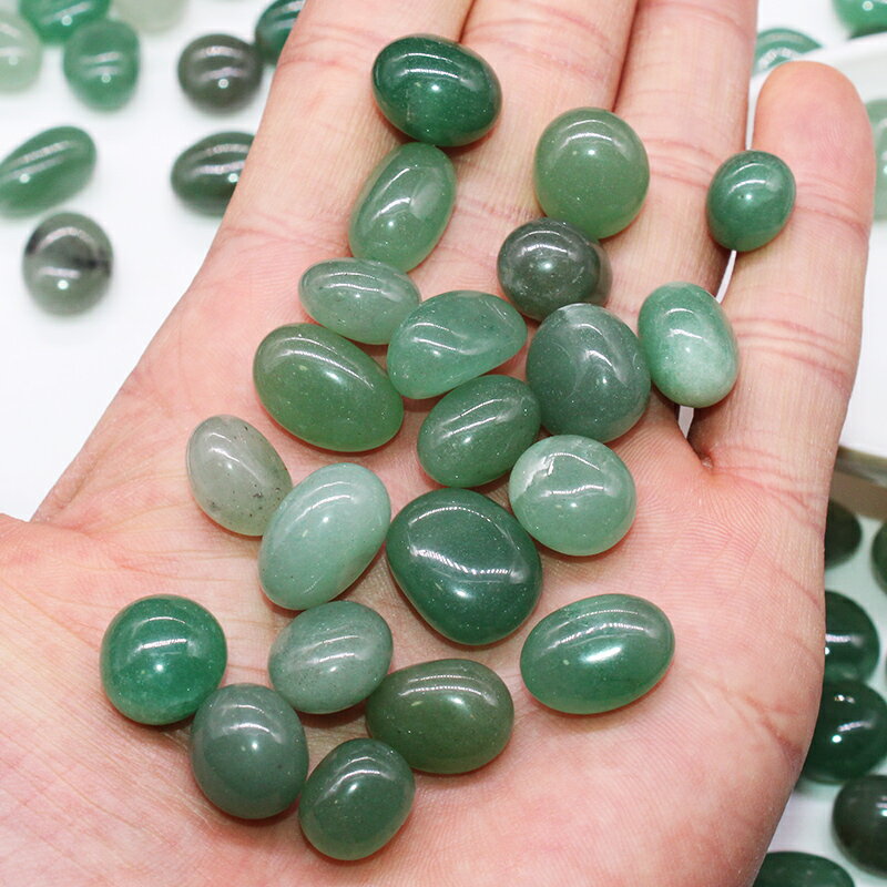 天然綠色水晶碎石東陵玉橢圓形礦物魚缸裝飾造景小石頭原料| 協貿國際