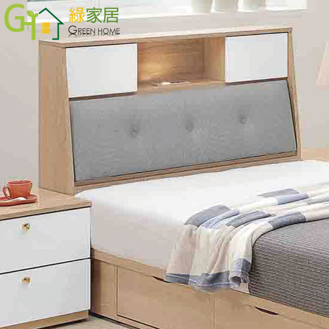 APP下單享點數4%｜【綠家居】愛坦雙色3.5尺單人貓抓皮革床頭箱(不含床底＋不含床墊)