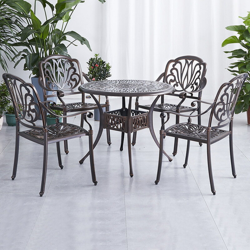 戶外休閑桌椅組合外擺室外庭院花園金屬鐵藝鑄鋁戶外桌椅陽臺椅子