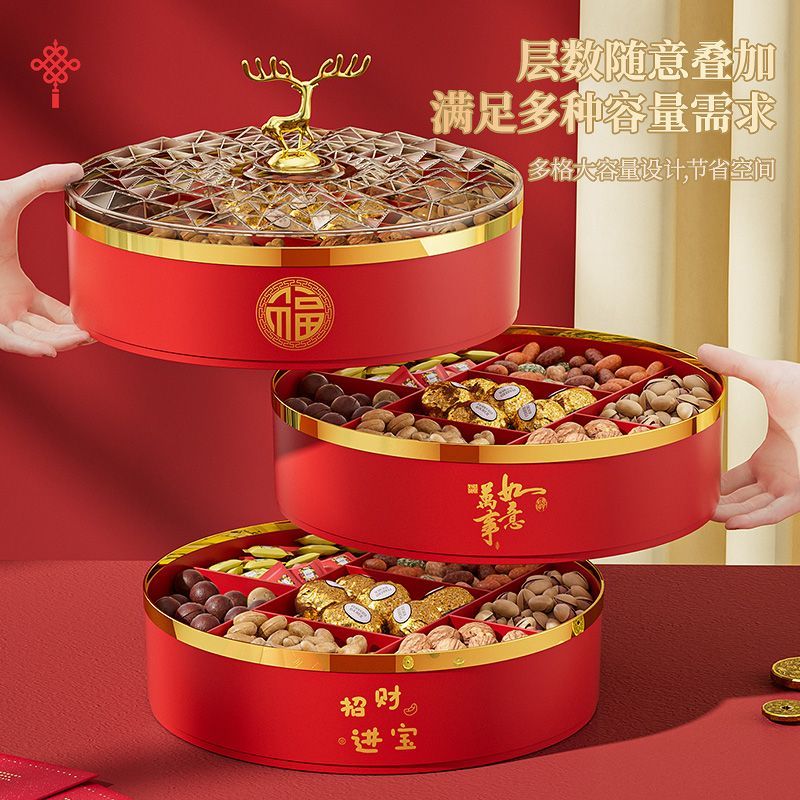 新年高顏值水果盤家用客廳茶幾高檔糖果盒結婚分格帶蓋零食堅果乾果盒【聚寶屋】
