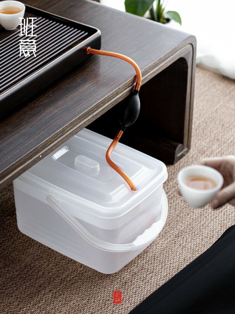 茶渣桶茶桶塑膠透明可視廢水桶功夫茶具配件茶臺垃圾桶家用茶水桶