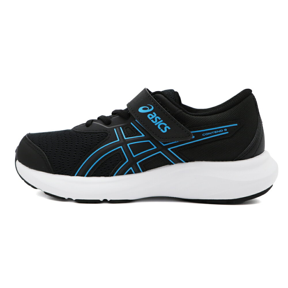 ASICS 亞瑟士 CONTEND 9 PS 魔鬼氈 運動鞋 中童 黑藍 S0753 (1014A338-001)
