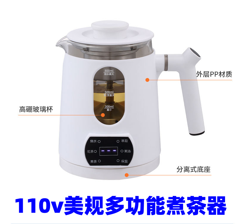 110v養生壺多功能蒸汽煮茶器黑茶壺電茶爐美國加拿大用出口小家電
