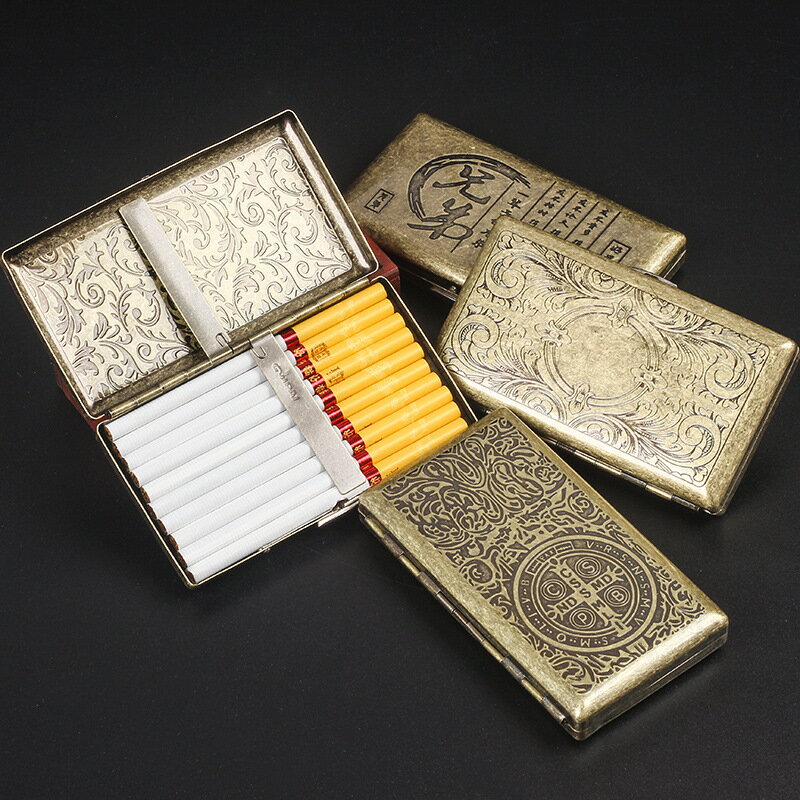 加長細支菸盒20支裝男女士細菸香菸盒薄創意複古青銅菸盒