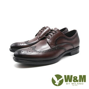 W&M(男)MD輕感菱形紋綁帶紳士皮鞋 男鞋－咖色(另有黑色)