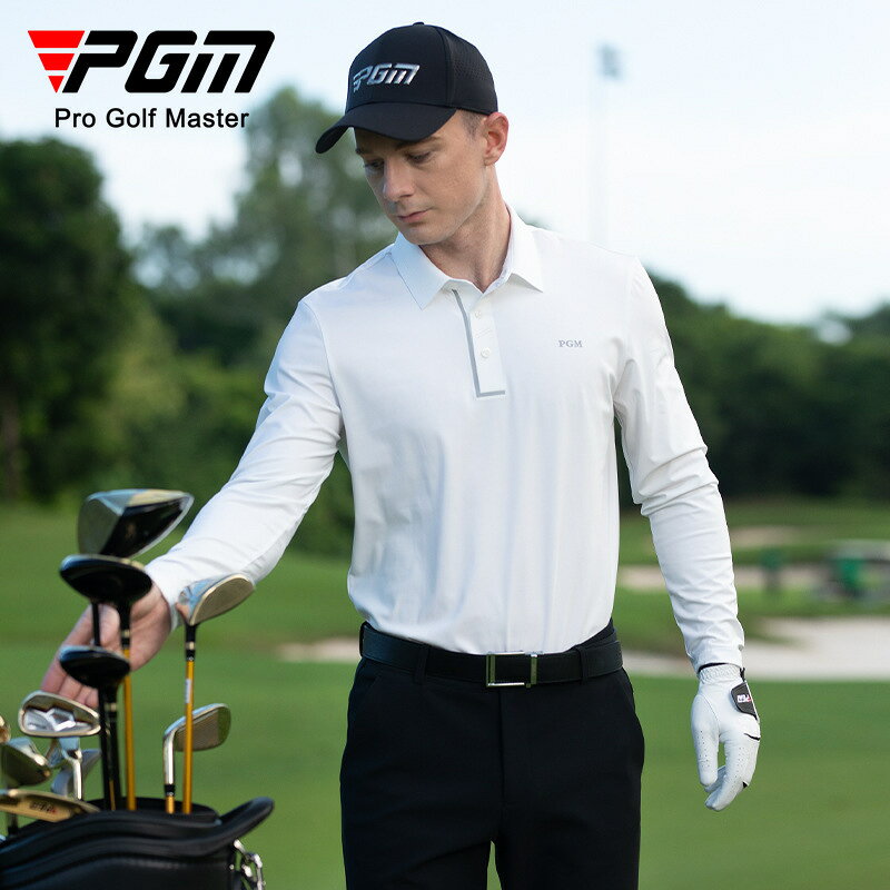 PGM高爾夫服裝男長袖 秋冬舒適T恤無縫衣領男裝休閑百搭polo衫