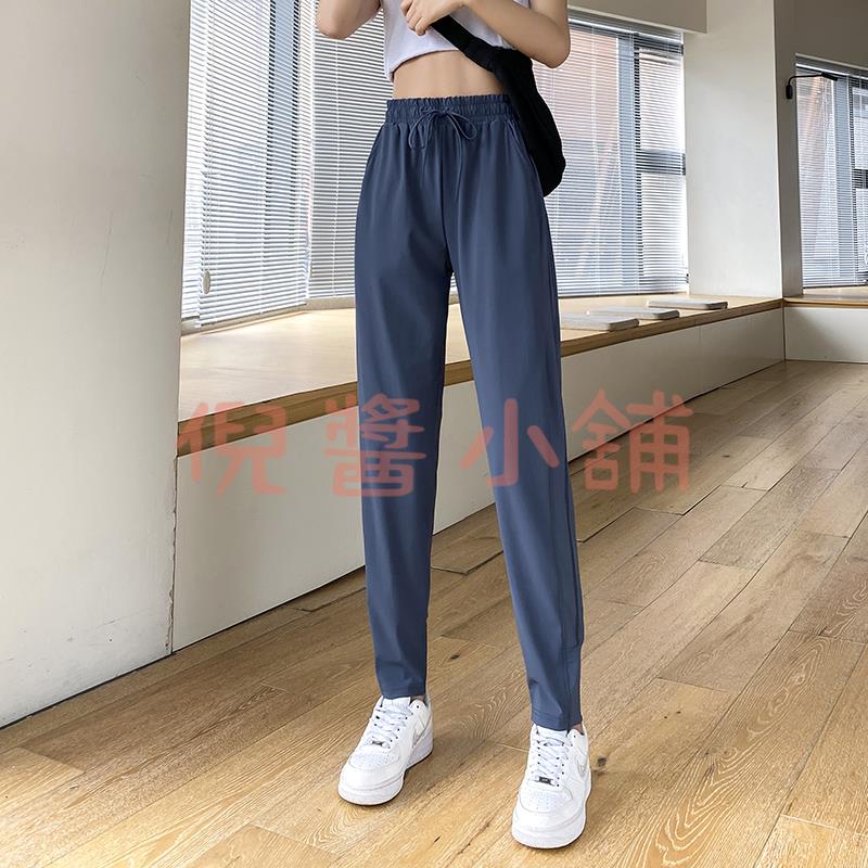 運動褲 女夏季薄款小腳彈力冰絲休閑褲 瑜伽跑步健身褲衛褲長褲【倪醬小鋪】