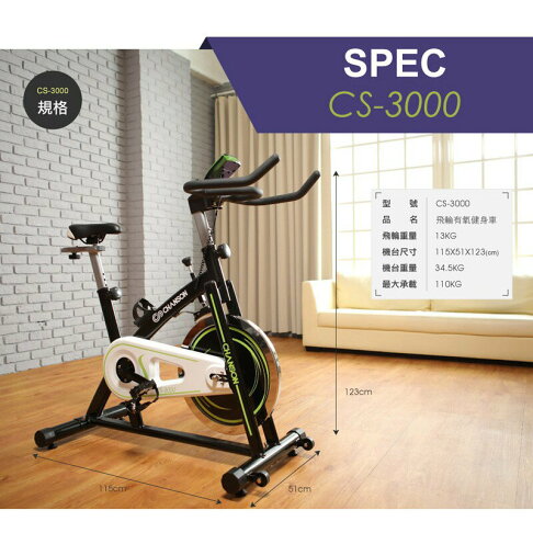 本島免運到府安裝 強生 台灣製造 母親節優惠 CS-3000 飛輪 有氧 健身車【大自在運動休閒精品店】 5