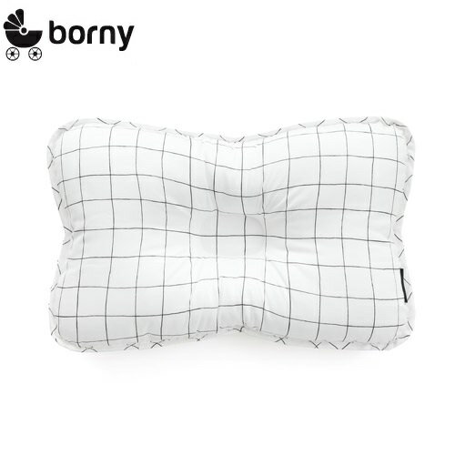 韓國【Borny】3D透氣純棉塑型嬰兒枕(6個月以上適用)(白時尚格)