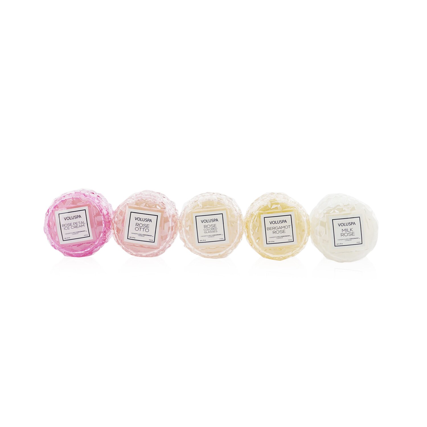 Voluspa - 馬卡龍芳香蠟燭套裝: Rose Petal Ice Cream, Rose Otto, Rose Colored Glasses, Bergamot Rose, Milk Rose