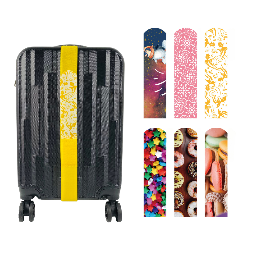 第2件半價【圖案顏色自由搭配】可收納式行李帶(1入裝)花朵、幾何 行李帶/行李綁帶/行李束帶/行李箱綁帶/魔鬼氈/外送員必備 DCAC0003