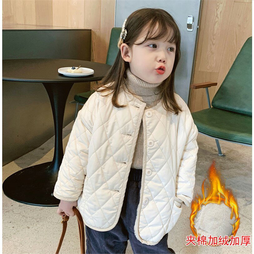 童裝新款女童洋氣加厚外套兒童洋氣冬裝寶寶韓版保暖棉襖上衣