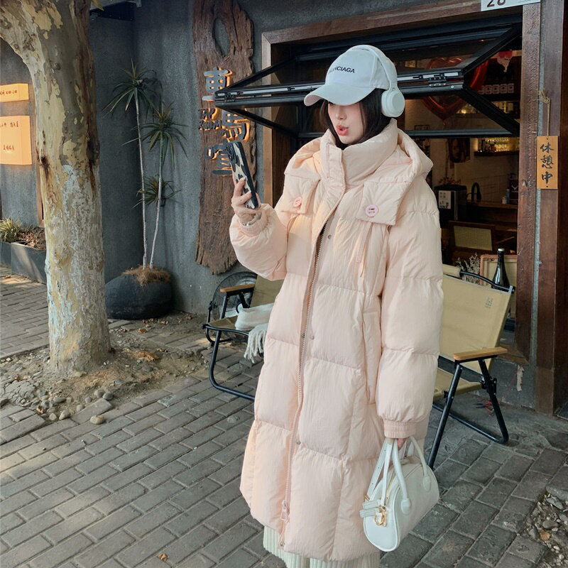 【巴黎精品】真 羽絨90%鴨絨 羽絨外套鴨絨夾克-溫柔連帽長羽絨服女外套a1ii70