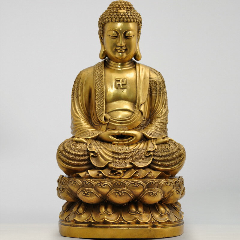 黃銅釋迦牟尼佛像擺件如來佛祖佛陀佛居家寺廟供奉佛像佛教用品