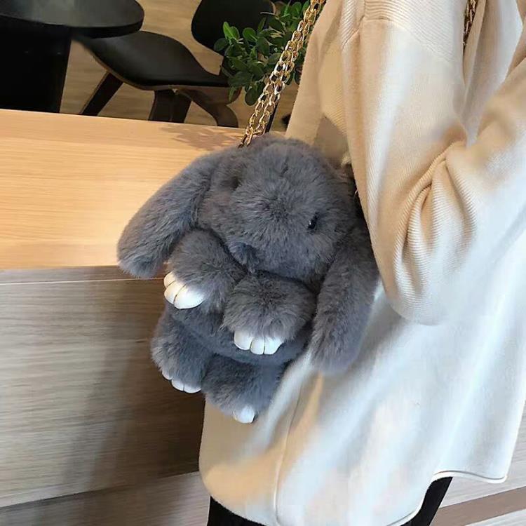 後揹包 新款毛絨小兔子包包可愛兒童鏈條斜挎包女學生時尚潮流小揹包 全館免運