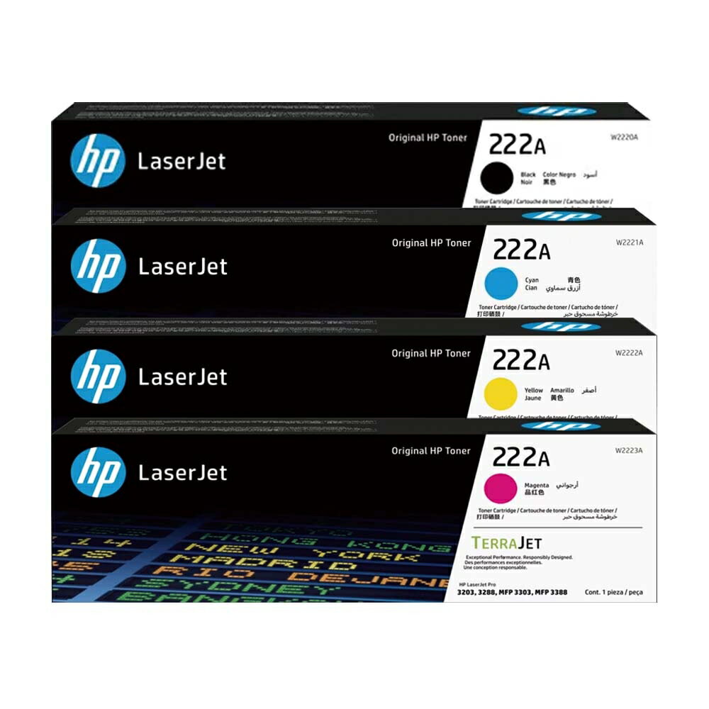 【請先詢問貨況】HP No.222A 原廠碳粉匣 四色 W2220A/W2221A/W2222A/W2223A 適用 LaserJet Pro 3203 / 3288 / MFP 3303 / MFP 3388