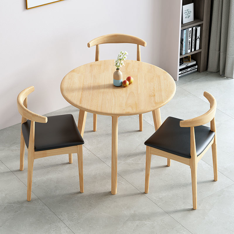 桌子 北歐洽談實木小圓桌小戶型圓形餐桌椅組合陽臺接待桌子