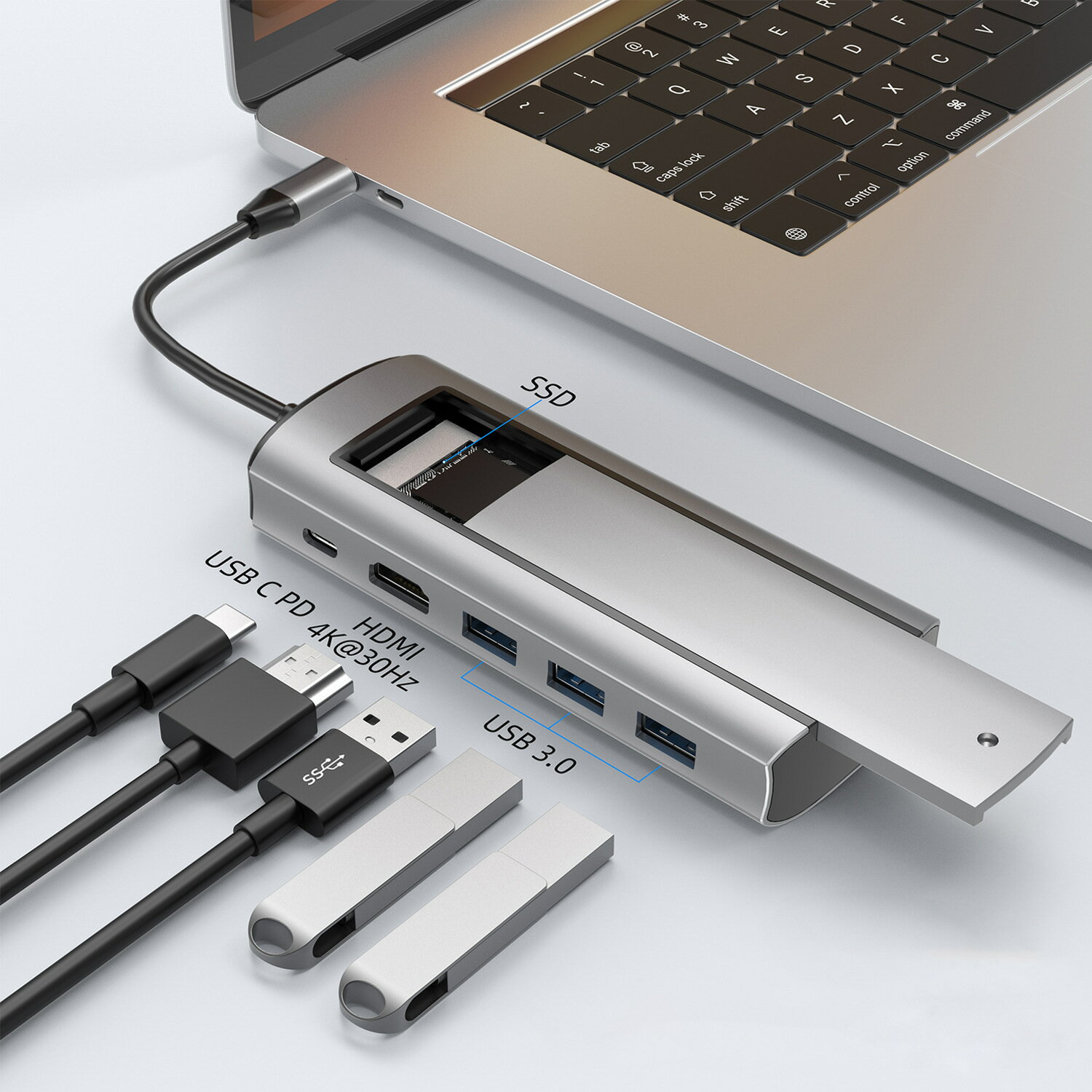【6合1高速擴充】硬碟盒 擴充套件塢 Type-C集線器 USB Hub SATA M.2 NVMe 雙協議支援 10Gbps高速傳輸 隨插即用 筆電桌機通用