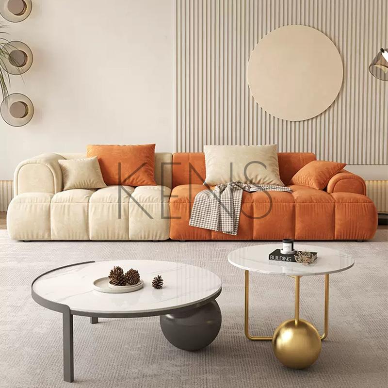 【KENS】沙發 沙發椅 泡芙布藝沙發奶油風現代簡約北歐網紅設計師款客廳組合轉角沙發