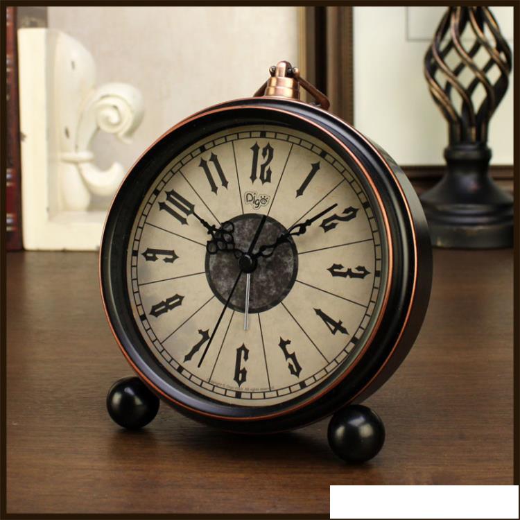座鐘美式復古客廳桌面時鐘臺式小型鐘錶裝飾擺件臥室靜音床頭鬧鐘 雙十一全館距惠