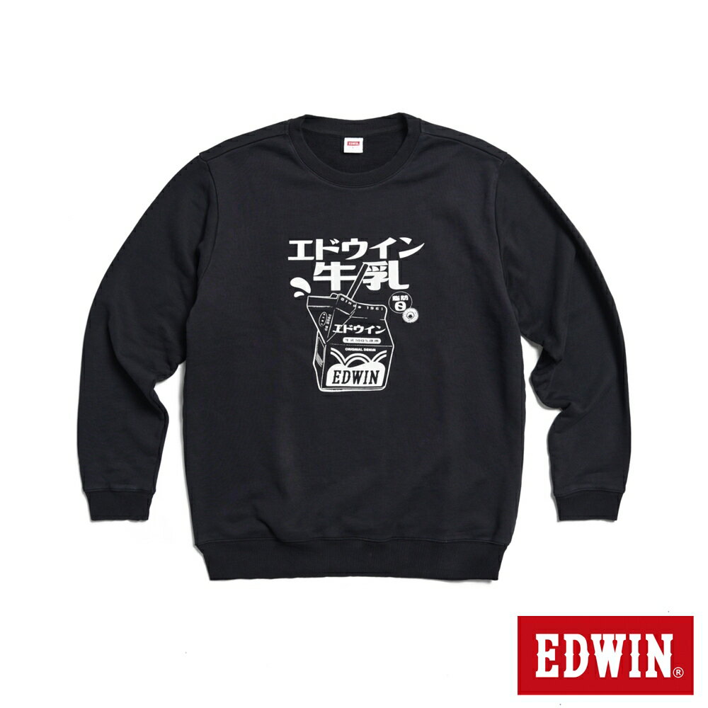 EDWIN 東京散策系列 營養牛乳長袖T恤-男女款 黑色 #503生日慶