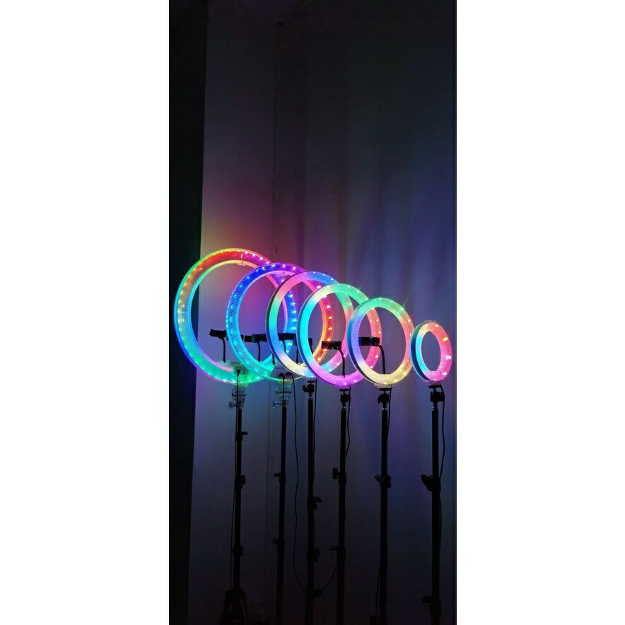 26釐米33釐米RGB補光燈水晶新款直播氛圍主播發絲攝影打光拍抖音神明少女彩色環形燈光 6