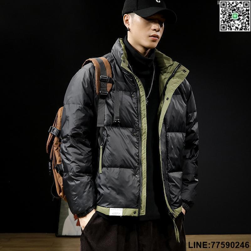 【歡樂購】【miki 精選】2023新款冬裝立領輕薄羽絨服男青年韓版撞色休閑時尚百搭男裝