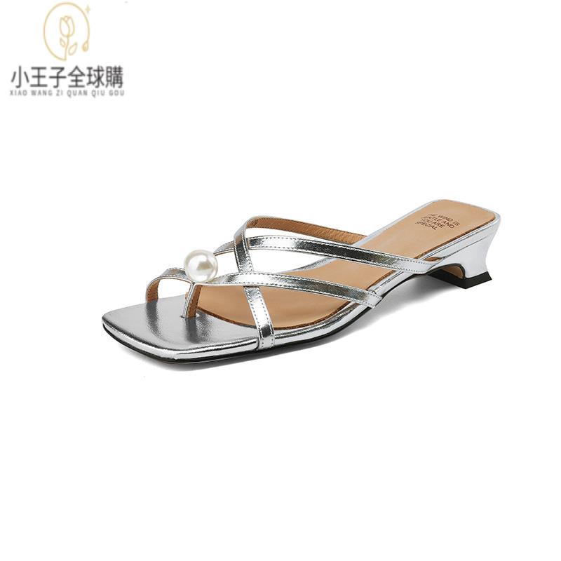 【公司現貨速發】免運 開發票 小短靴 堆堆靴 真皮女鞋 羊皮鞋 小皮鞋 樂福鞋法式復古外穿涼拖新款夾趾羅馬拖鞋細帶編織休閑舒適 定製