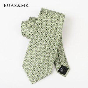 淺綠色小格子 優雅男士真絲領帶8.5cm寬 進口絹絲綢面料 柔軟爽滑